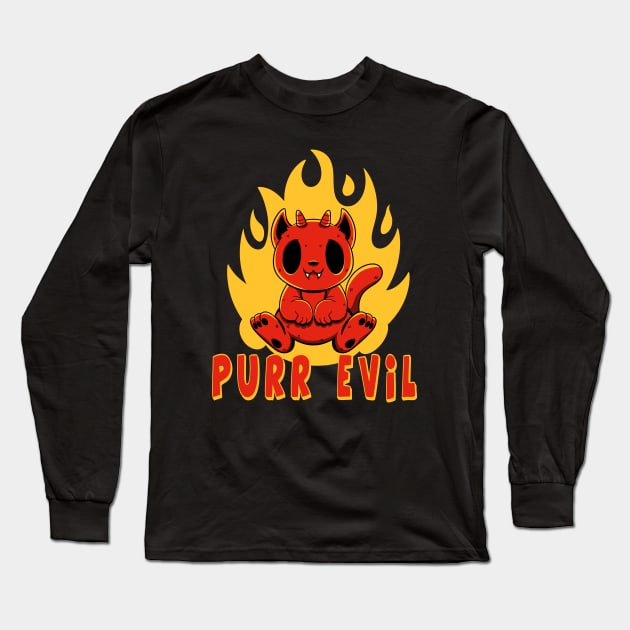 Purr Evil Long Sleeve T-Shirt by Malakian Art